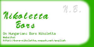 nikoletta bors business card